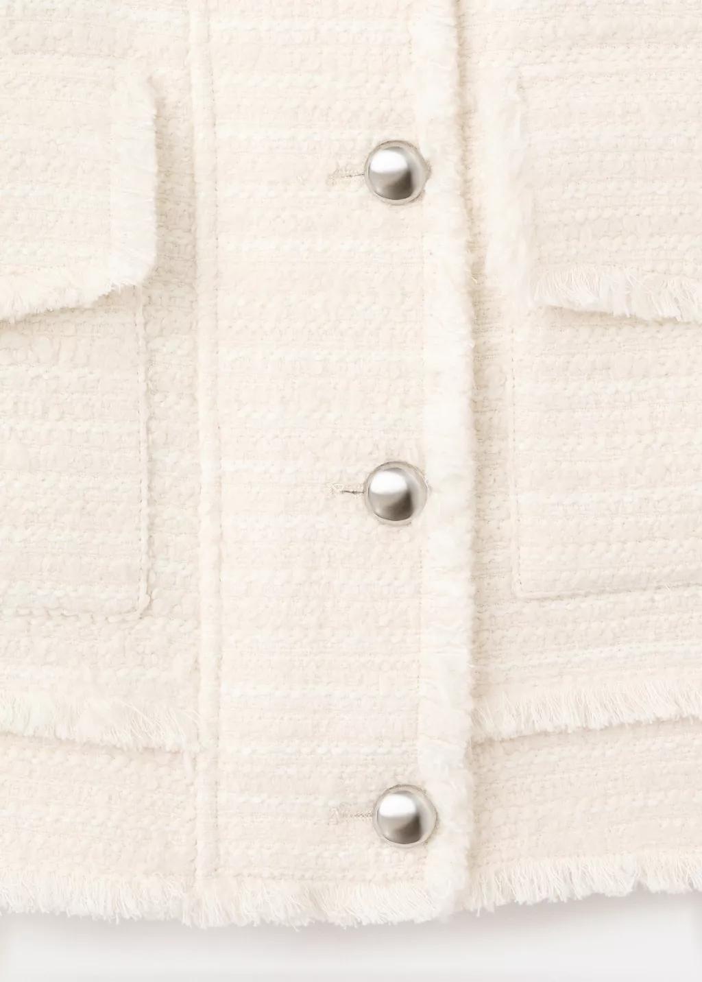 Beige Tweed Jacket With Notched Lapel Collar, 0201_05, large image number 5