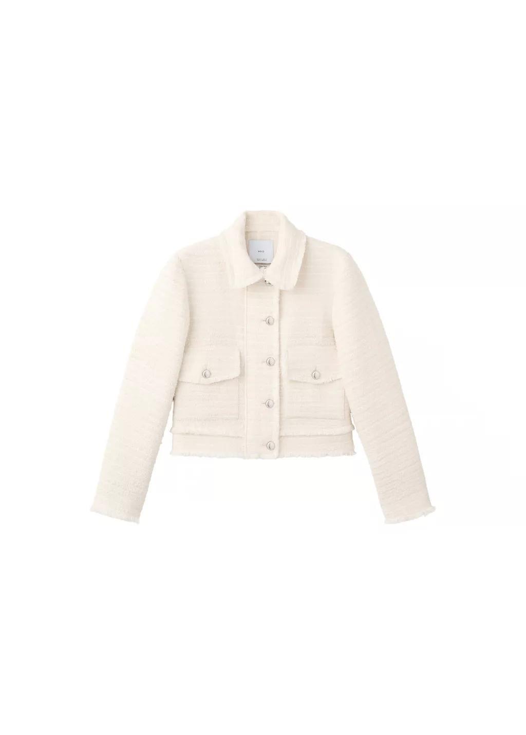 Beige Tweed Jacket With Notched Lapel Collar, 0201_05, large image number 7