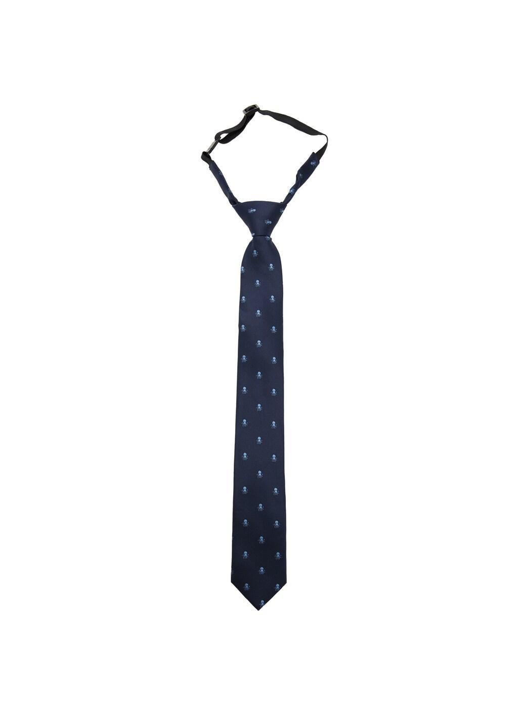 Navy Octopus Print Tie, Kids Boys, Navy, large image number 3