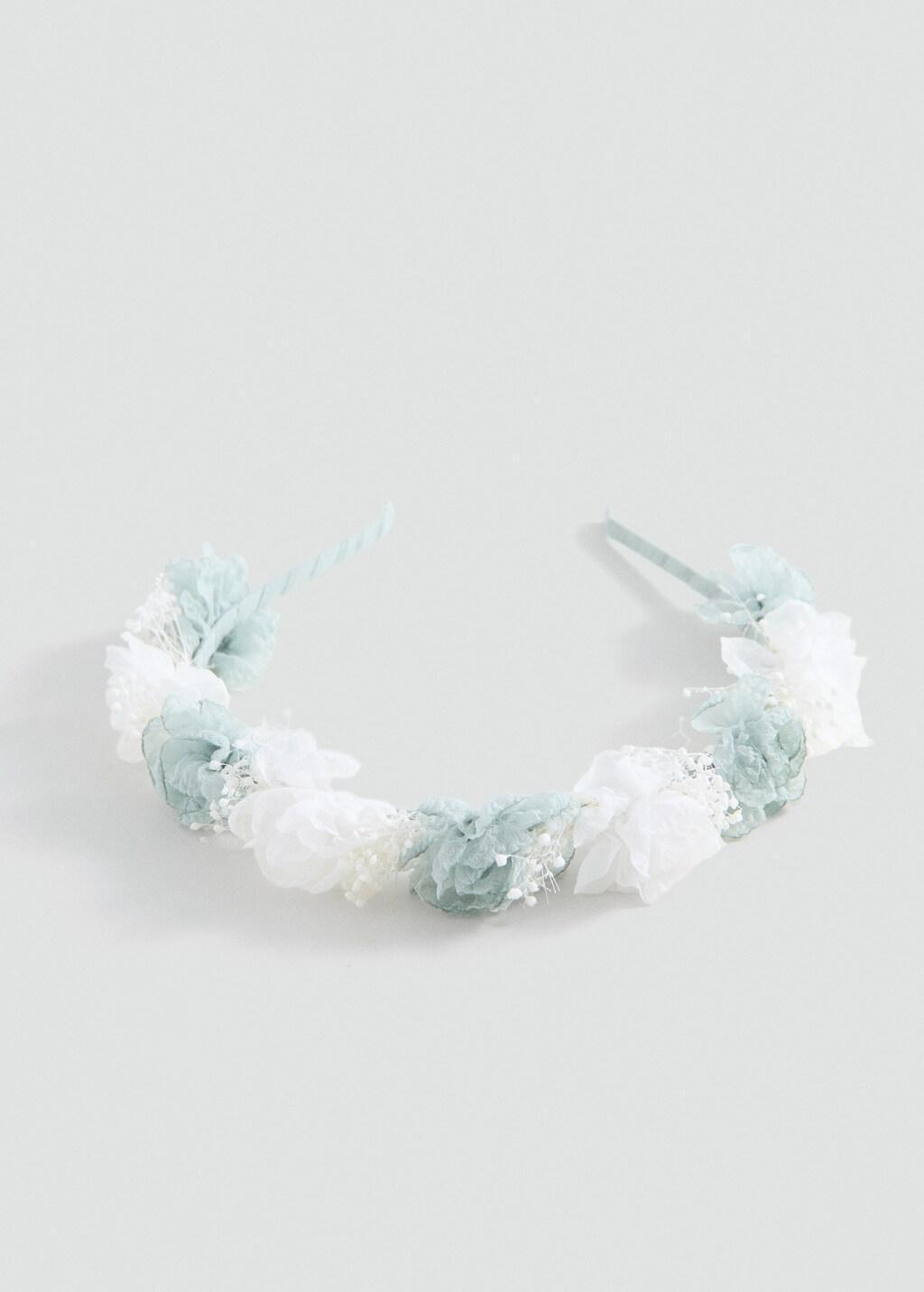 Blue Floral Headband With Combined Colours, Kids Girls, Turquoise - Aqua, large image number 0