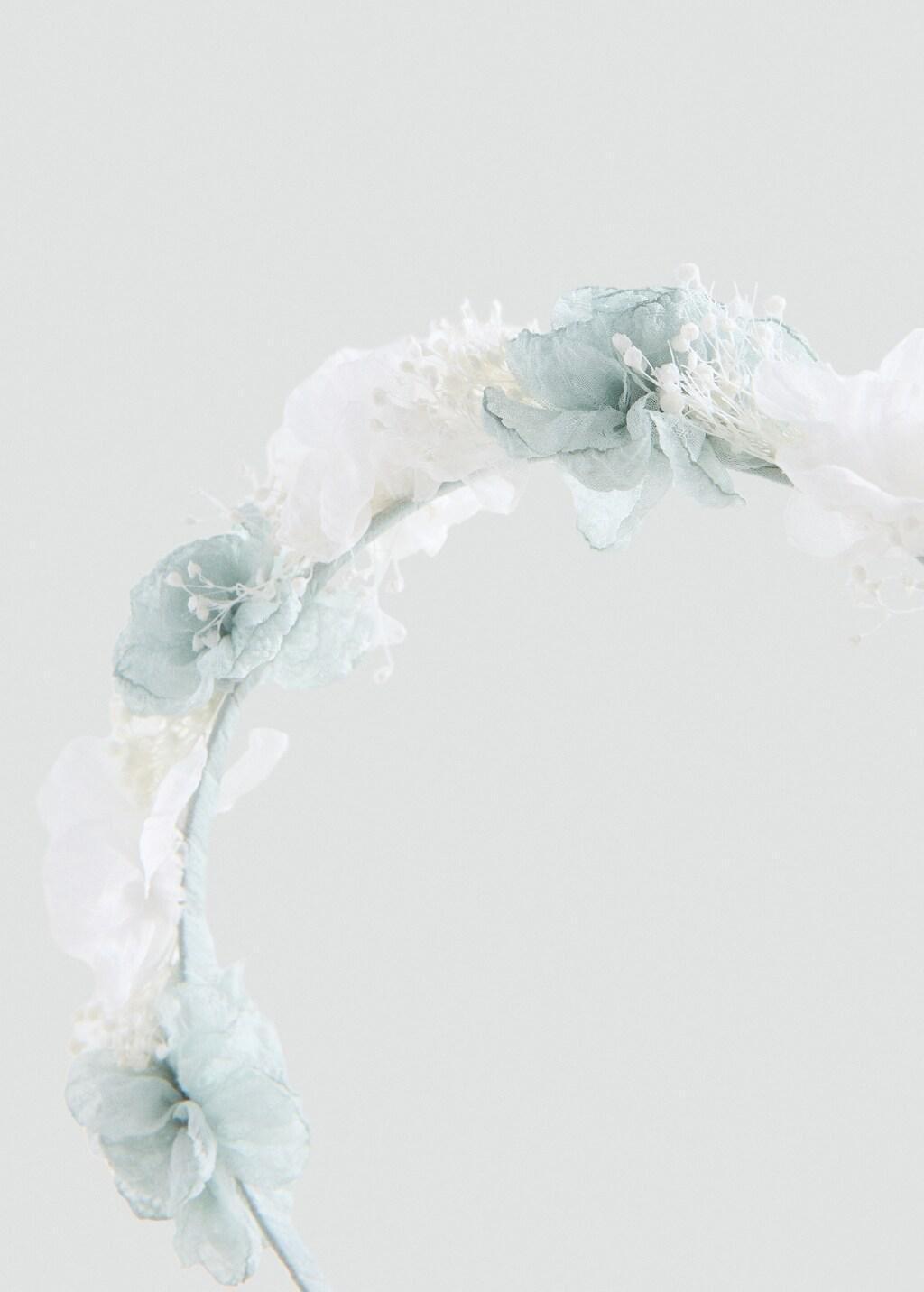 Blue Floral Headband With Combined Colours, Kids Girls, Turquoise - Aqua, large image number 1