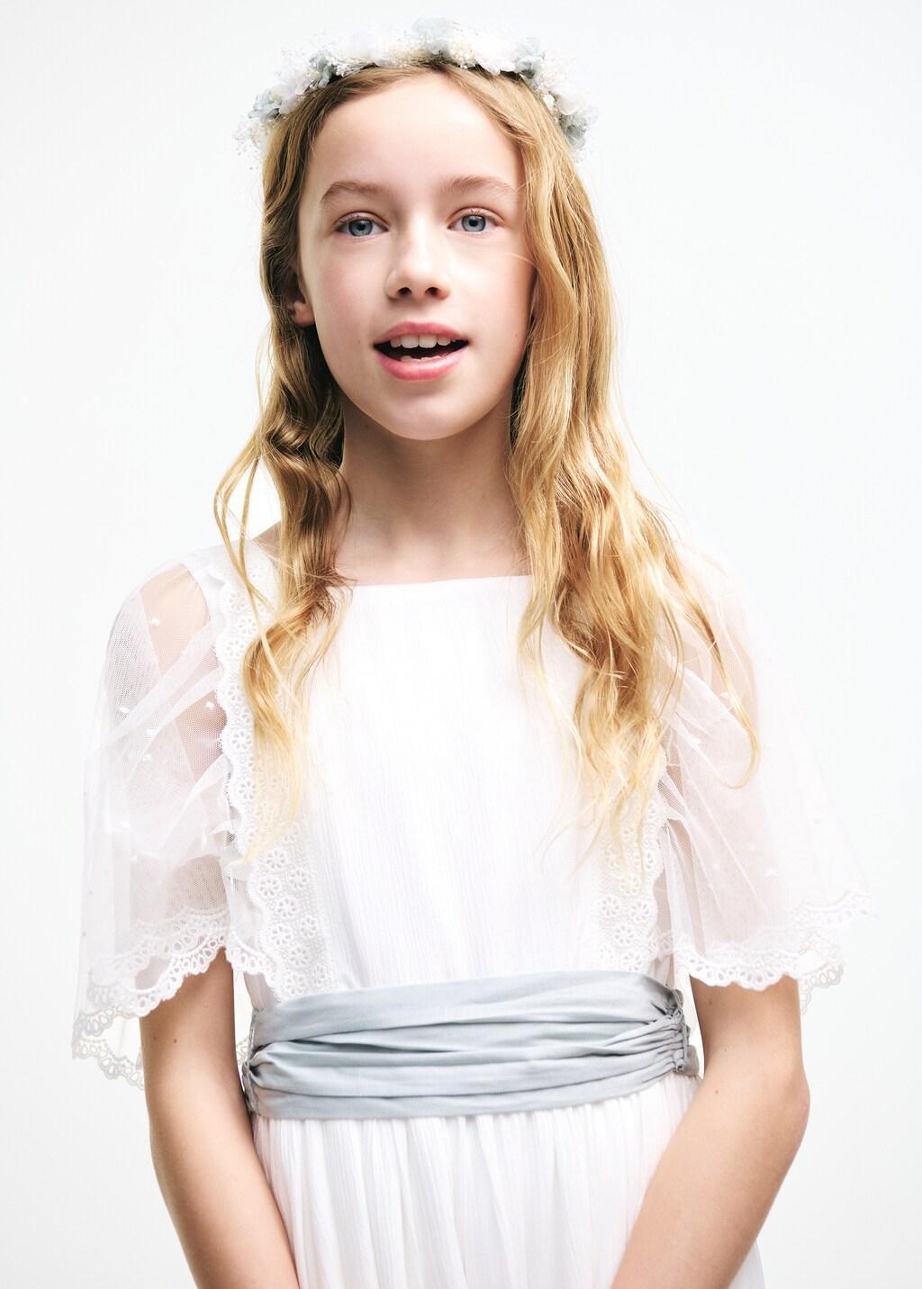 Blue Floral Headband With Combined Colours, Kids Girls, Turquoise - Aqua, large image number 2