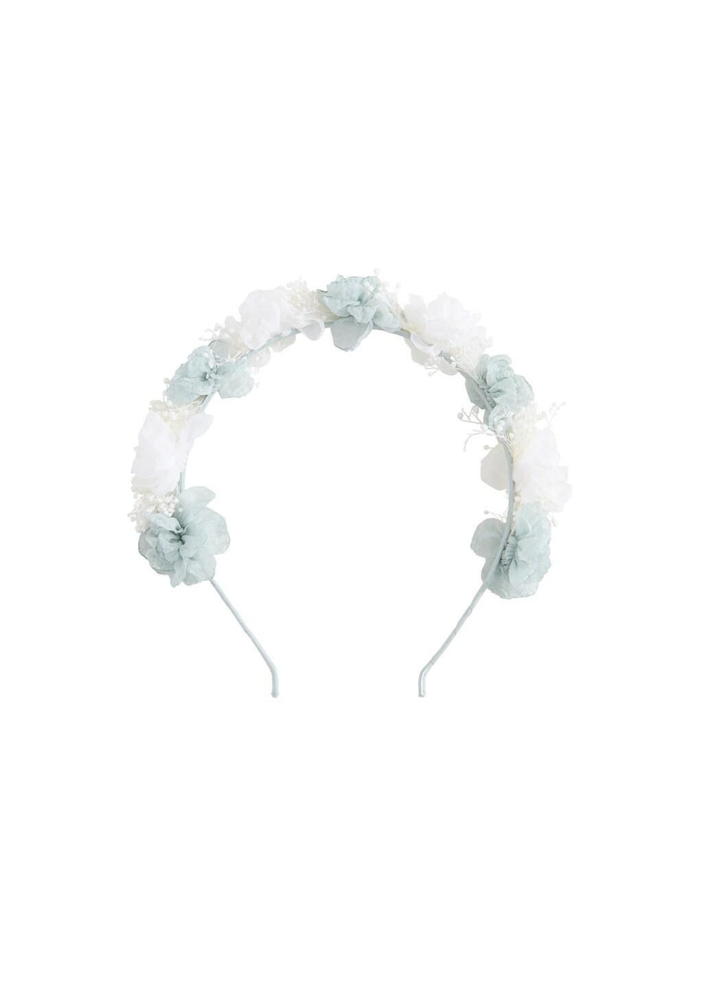 Blue Floral Headband With Combined Colours, Kids Girls, Turquoise - Aqua, large image number 3