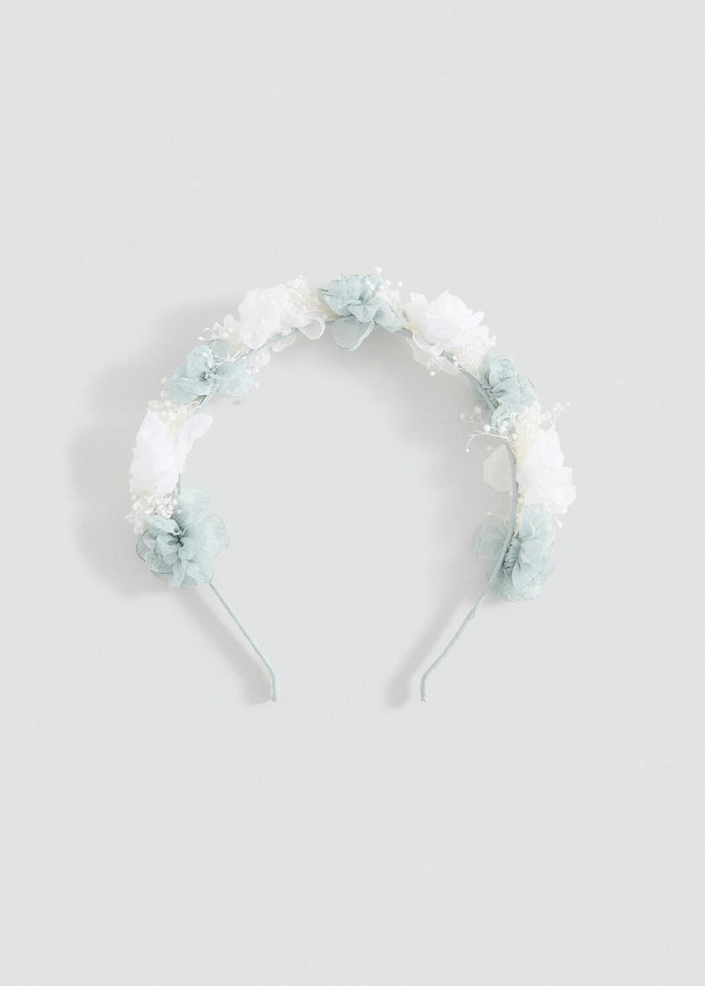 Blue Floral Headband With Combined Colours, Kids Girls, Turquoise - Aqua, large image number 4