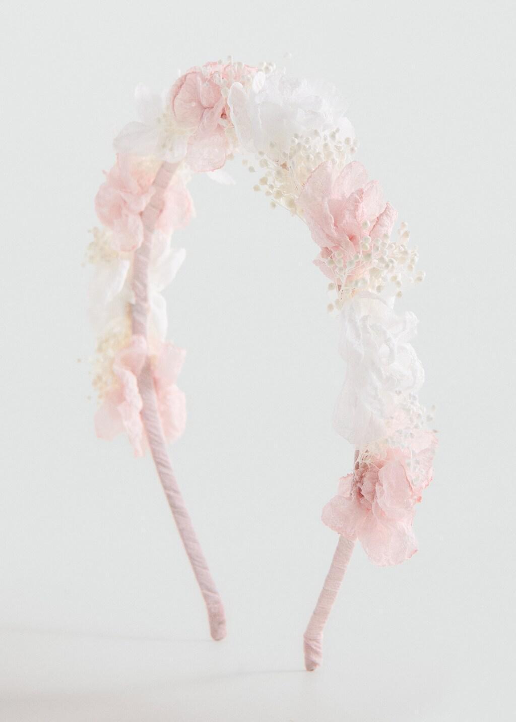 Pink Floral Headband With Combined Colours, Kids Girls, Light-Pastel Pink, large image number 1