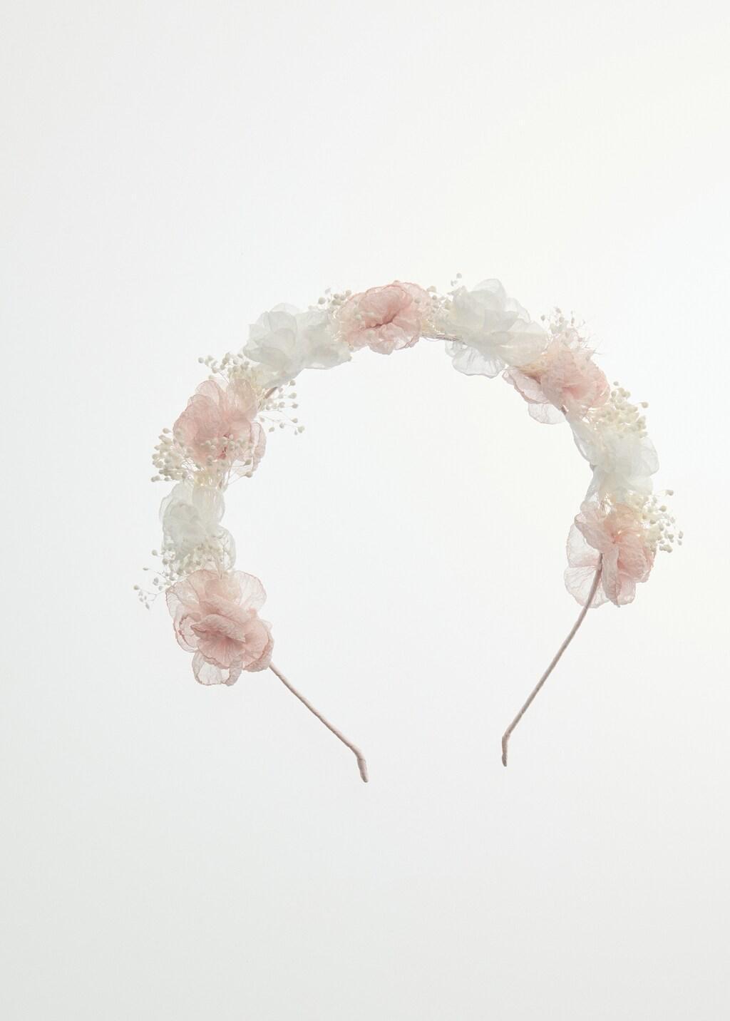 Pink Floral Headband With Combined Colours, Kids Girls, Light-Pastel Pink, large image number 2