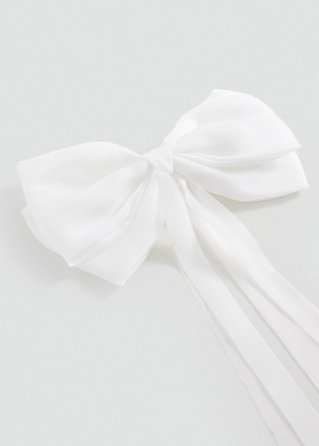 White Hair Clip With Maxi Bow, Kids Girls, White, large image number 0