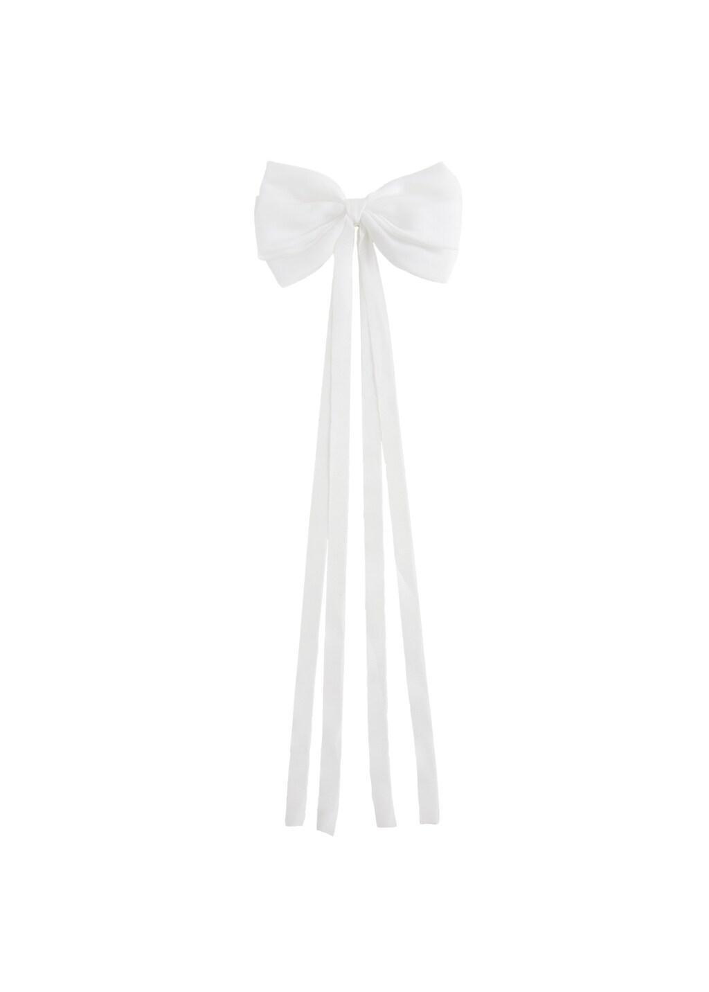 White Hair Clip With Maxi Bow, Kids Girls, White, large image number 2