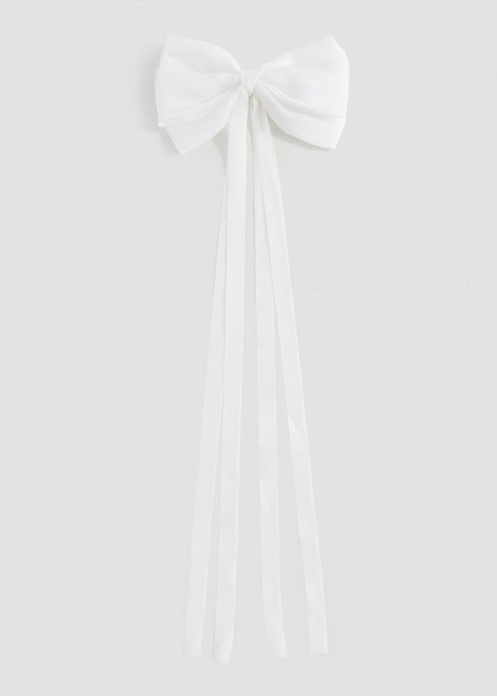 White Hair Clip With Maxi Bow, Kids Girls, White, large image number 3