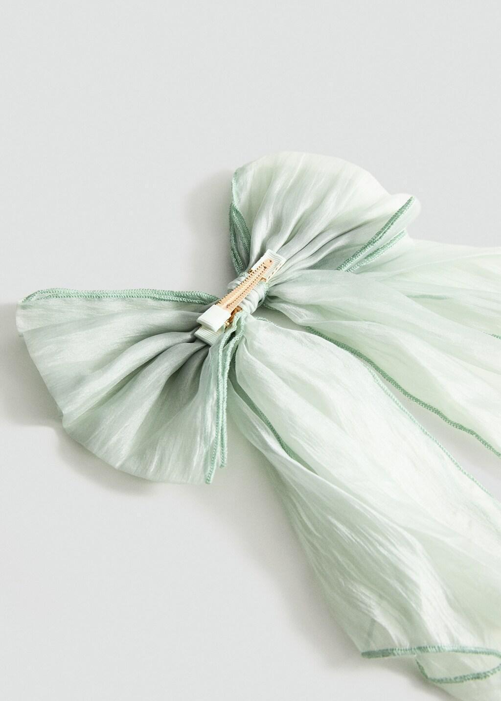 Blue Bow Hairclip, Kids Girls, Turquoise - Aqua, large image number 1