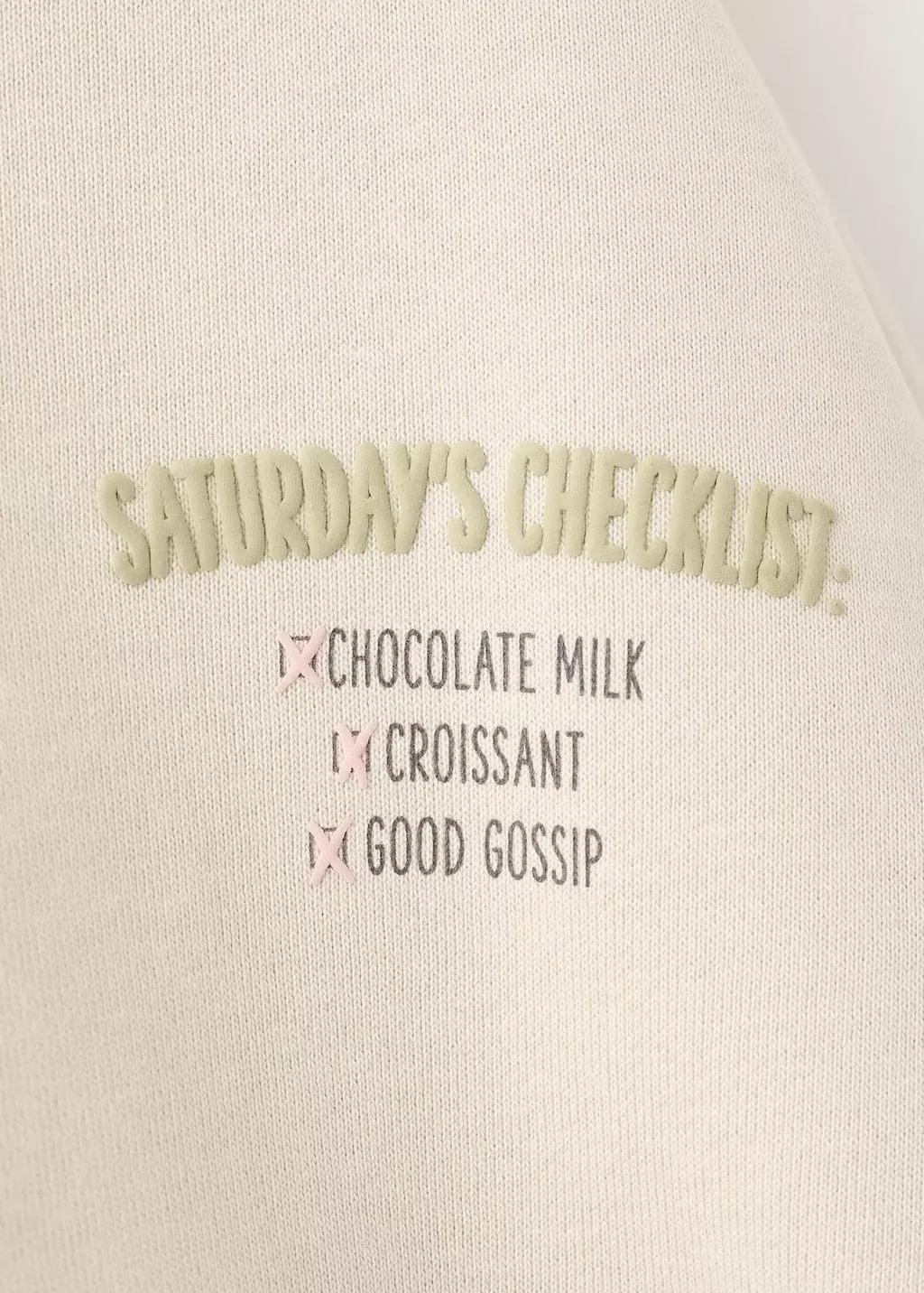 Beige Printed Cotton Sweatshirt, Kids Girls, Light Beige, large image number 1