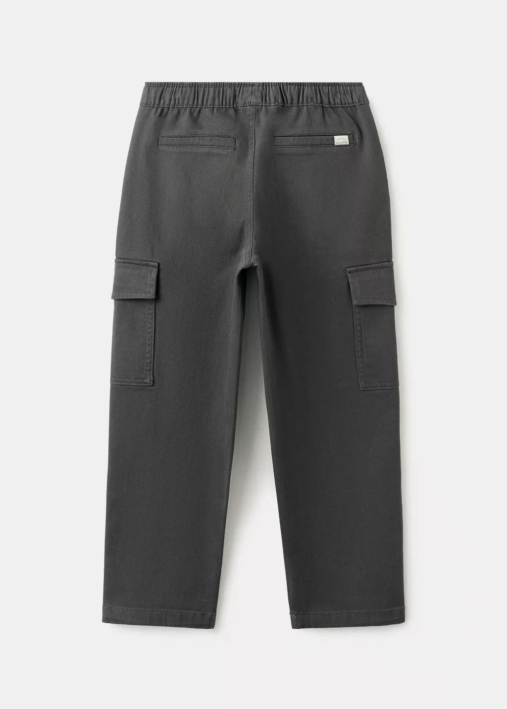 Grey Cotton Cargo Trousers, Kids Boy, Charcoal, large image number 3