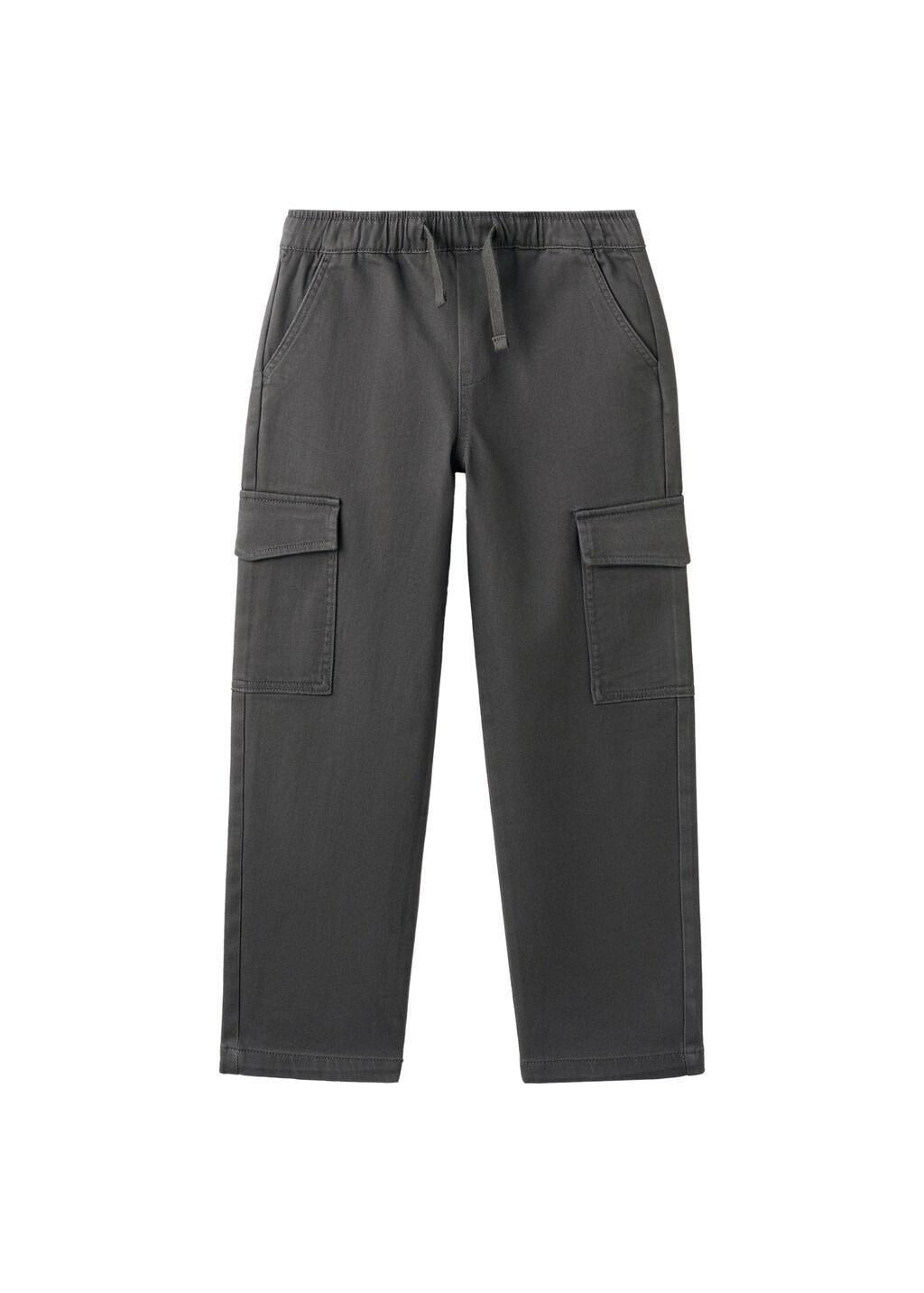 Grey Cotton Cargo Trousers, Kids Boy, Charcoal, large image number 6