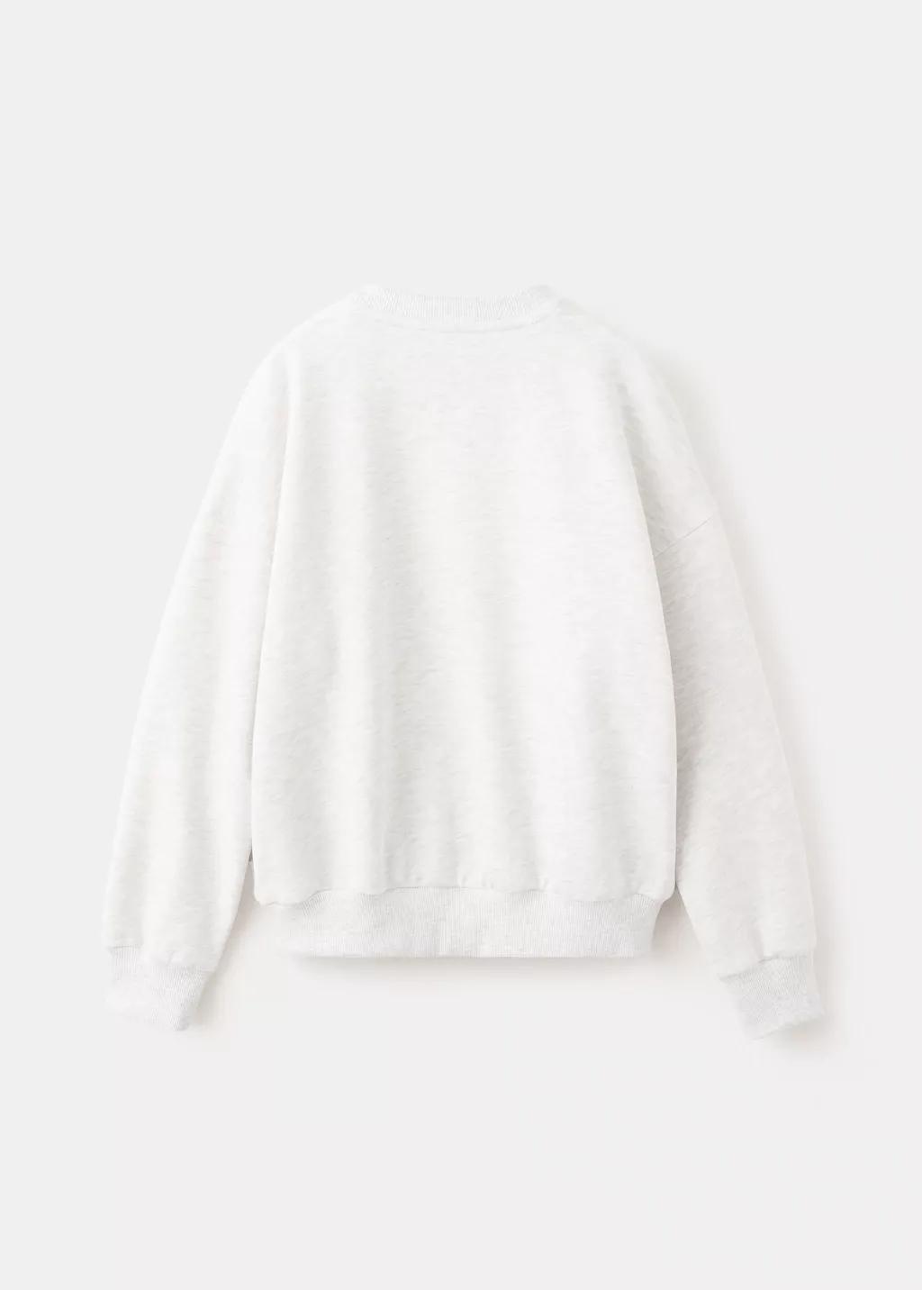 Grey Printed Embroidered Sweatshirt, Kids Girls, Light Pastel Grey, large image number 1