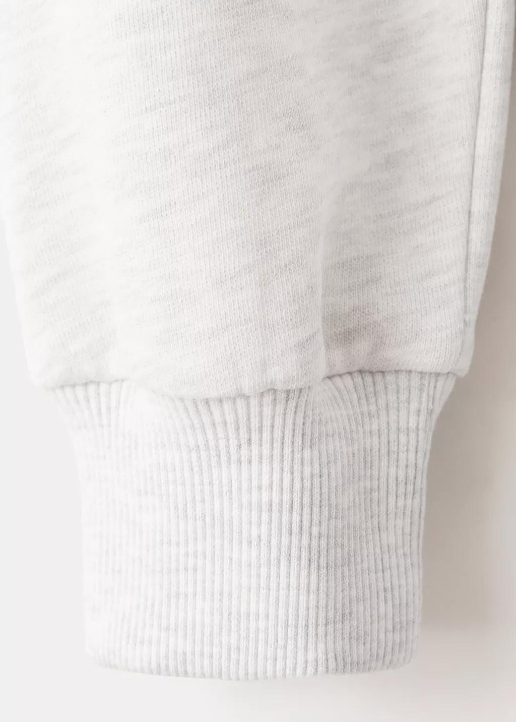 Grey Printed Embroidered Sweatshirt, Kids Girls, Light Pastel Grey, medium