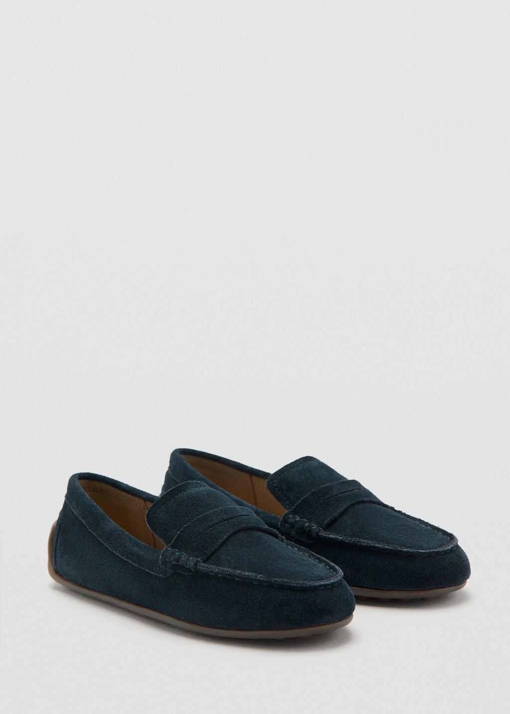 Blue Leather Loafers, Kids Boys, Medium Blue, medium
