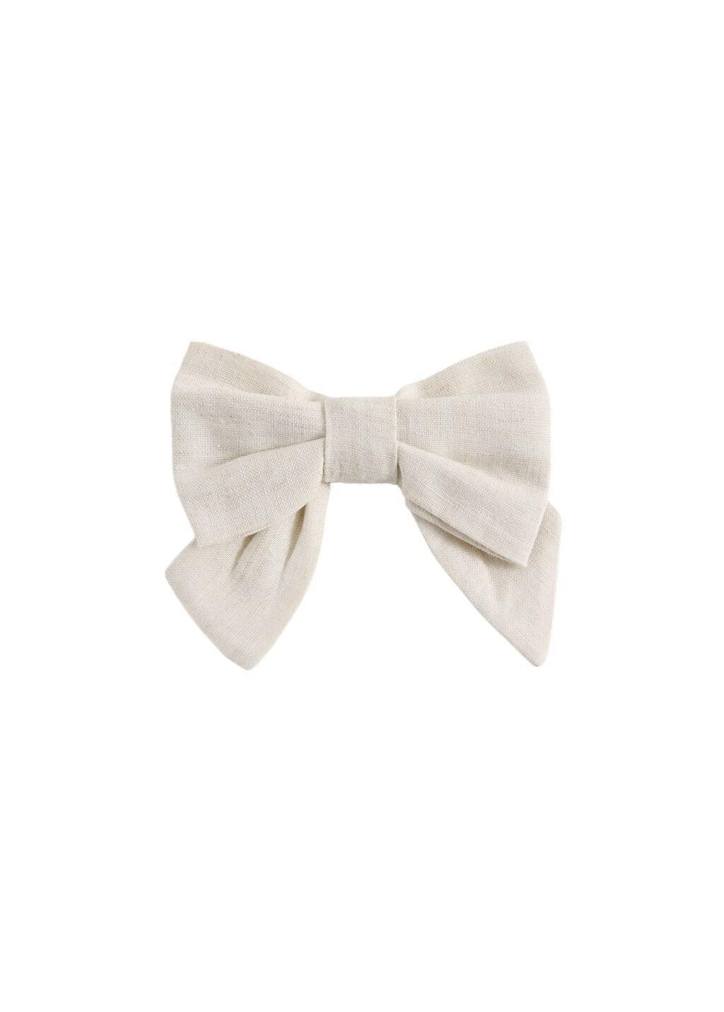 Brown Bow Hairclip, Baby Girls, Light Pastel Brown, large image number 1