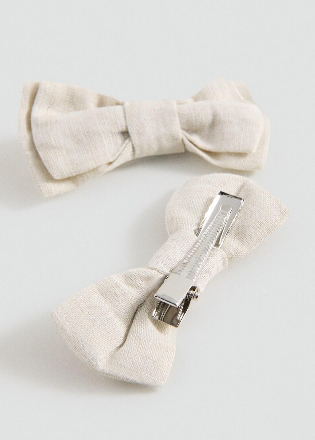 Brown Bow Hairclip, Set Of 2, Baby Girls, Light Pastel Brown, large image number 0