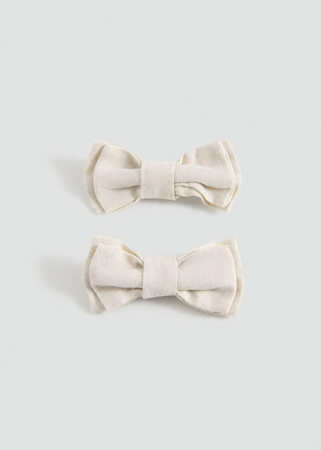 Brown Bow Hairclip, Set Of 2, Baby Girls, Light Pastel Brown, large image number 2