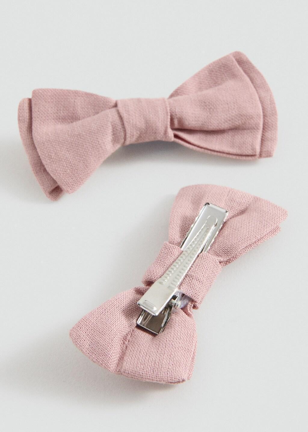 Pink Bow Hairclip, Set Of 2, Baby Girls, Light-Pastel Pink, large image number 0