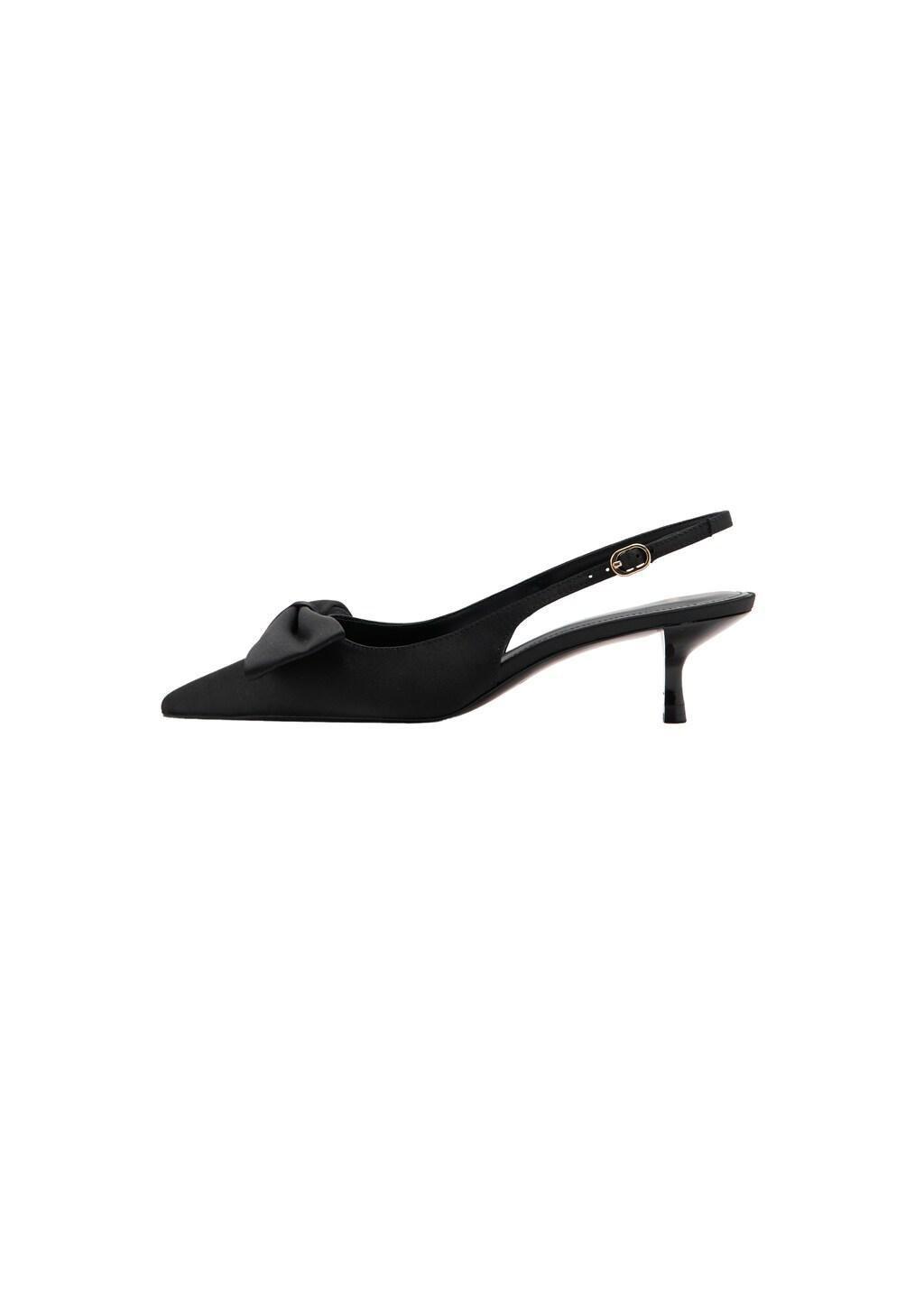 Black Satin Bow Shoes, 0201_99, large image number 2