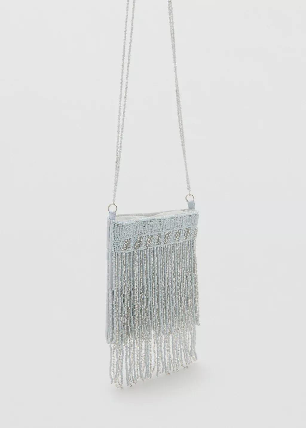 Blue Lt Pastel Fringe Beads Bag, Kids Girl, Light-Pastel Blue, medium