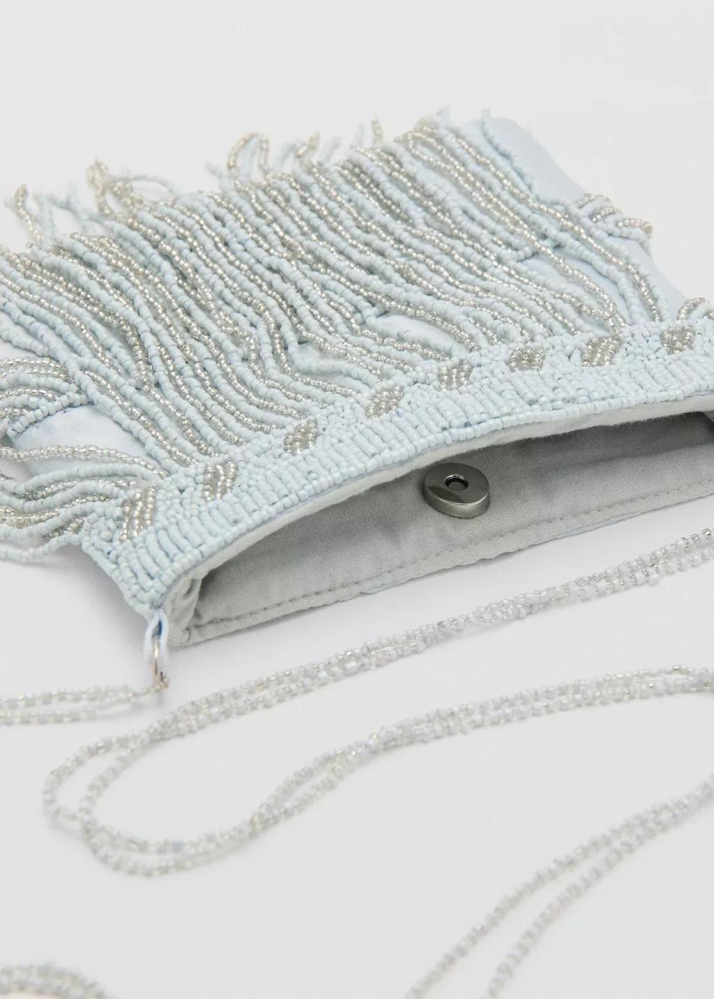 Blue Lt Pastel Fringe Beads Bag, Kids Girl, Light-Pastel Blue, medium