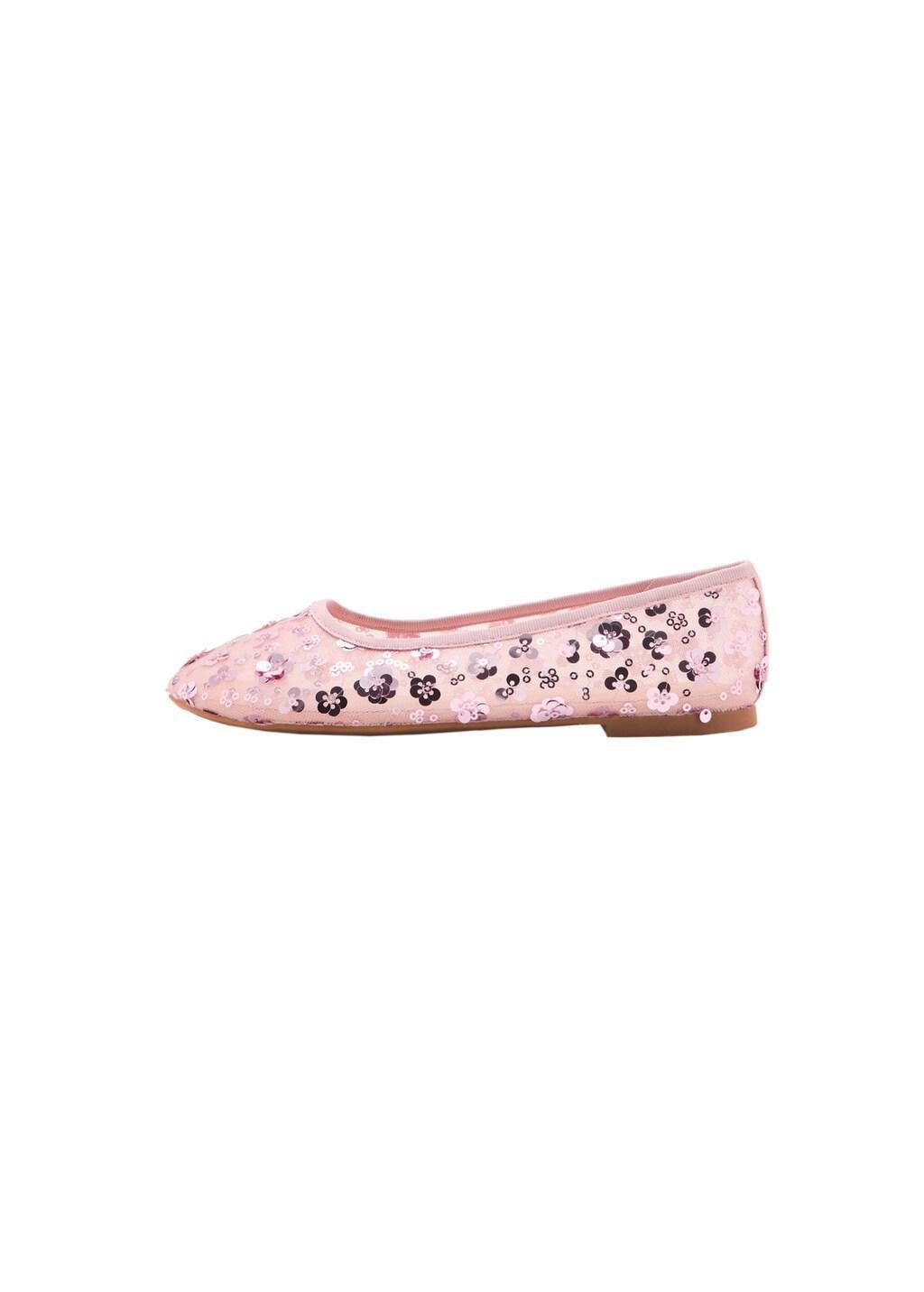 Pink Mesh Rhinestone Ballet Flats, Kids Girls, Light-Pastel Pink, large image number 3