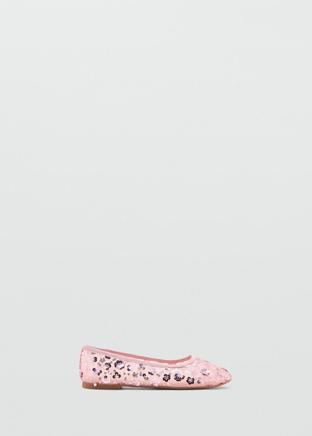 Pink Mesh Rhinestone Ballet Flats, Kids Girls, Light-Pastel Pink, large image number 4