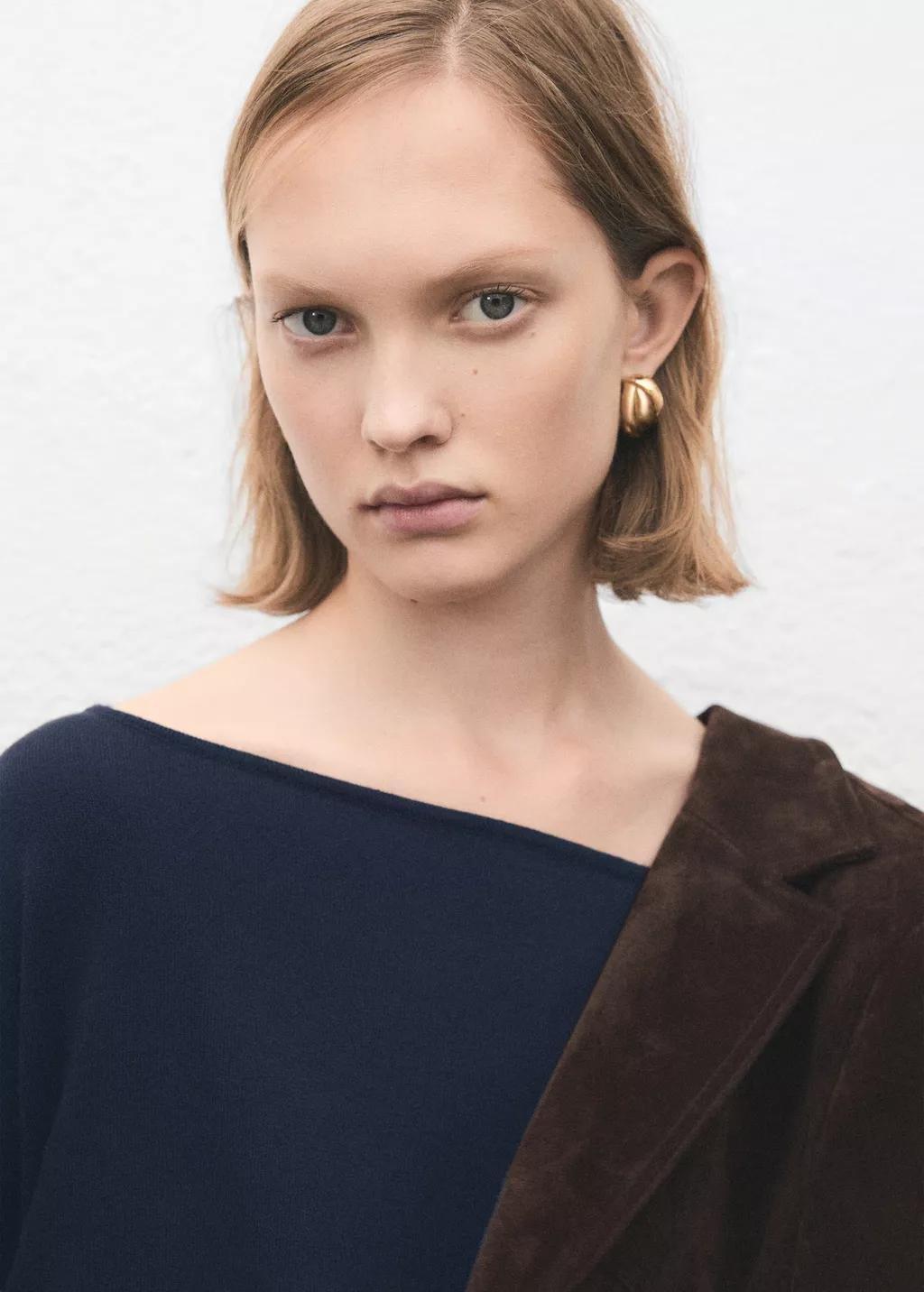 Navy Boat-Neck Knitted Sweater, 0201_56, large image number 4