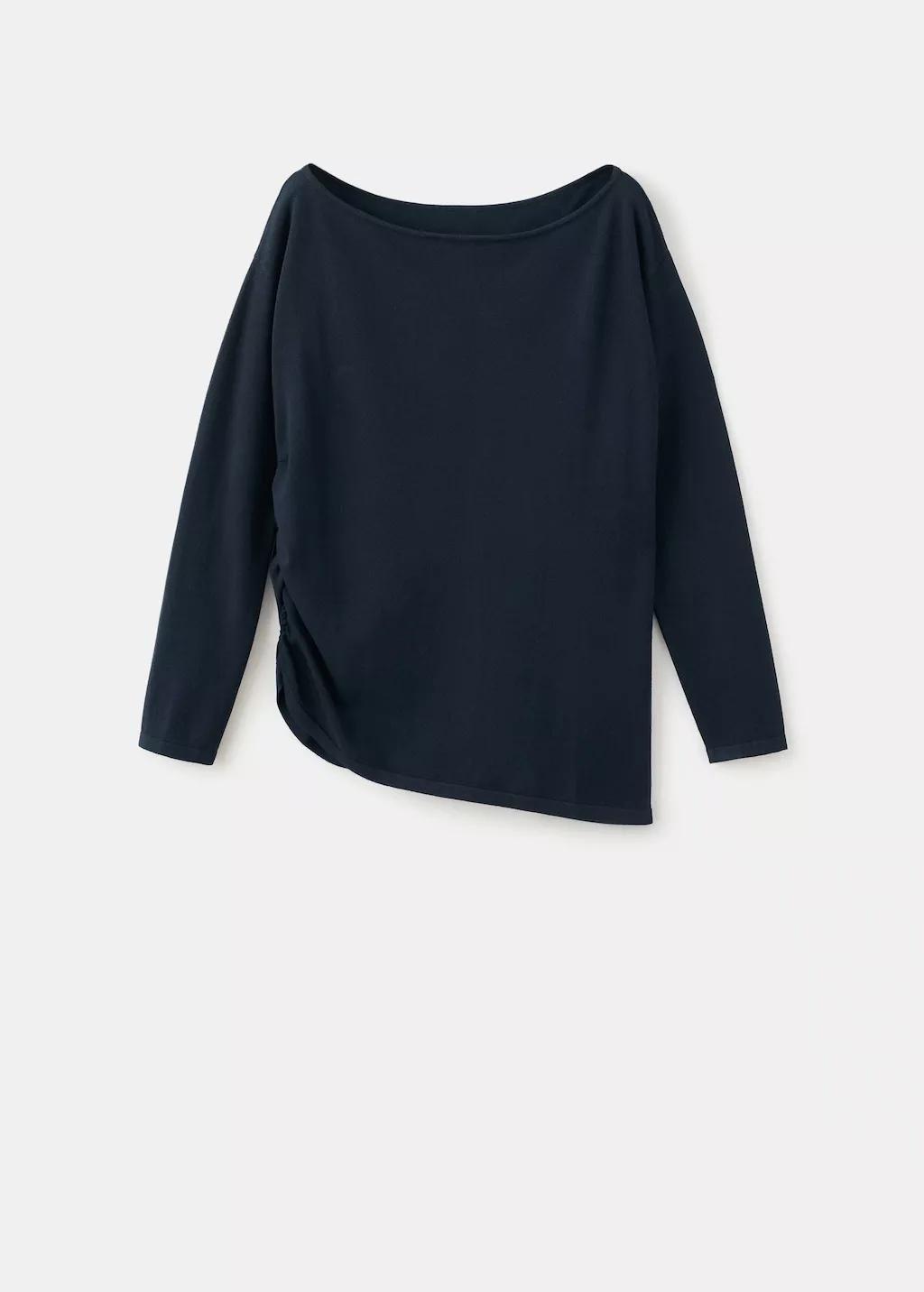 Navy Boat-Neck Knitted Sweater, 0201_56, large image number 7