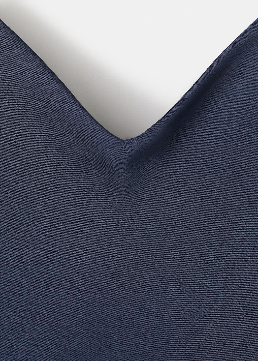 Blue Satin Top With Straps, Dark Blue, large image number 1