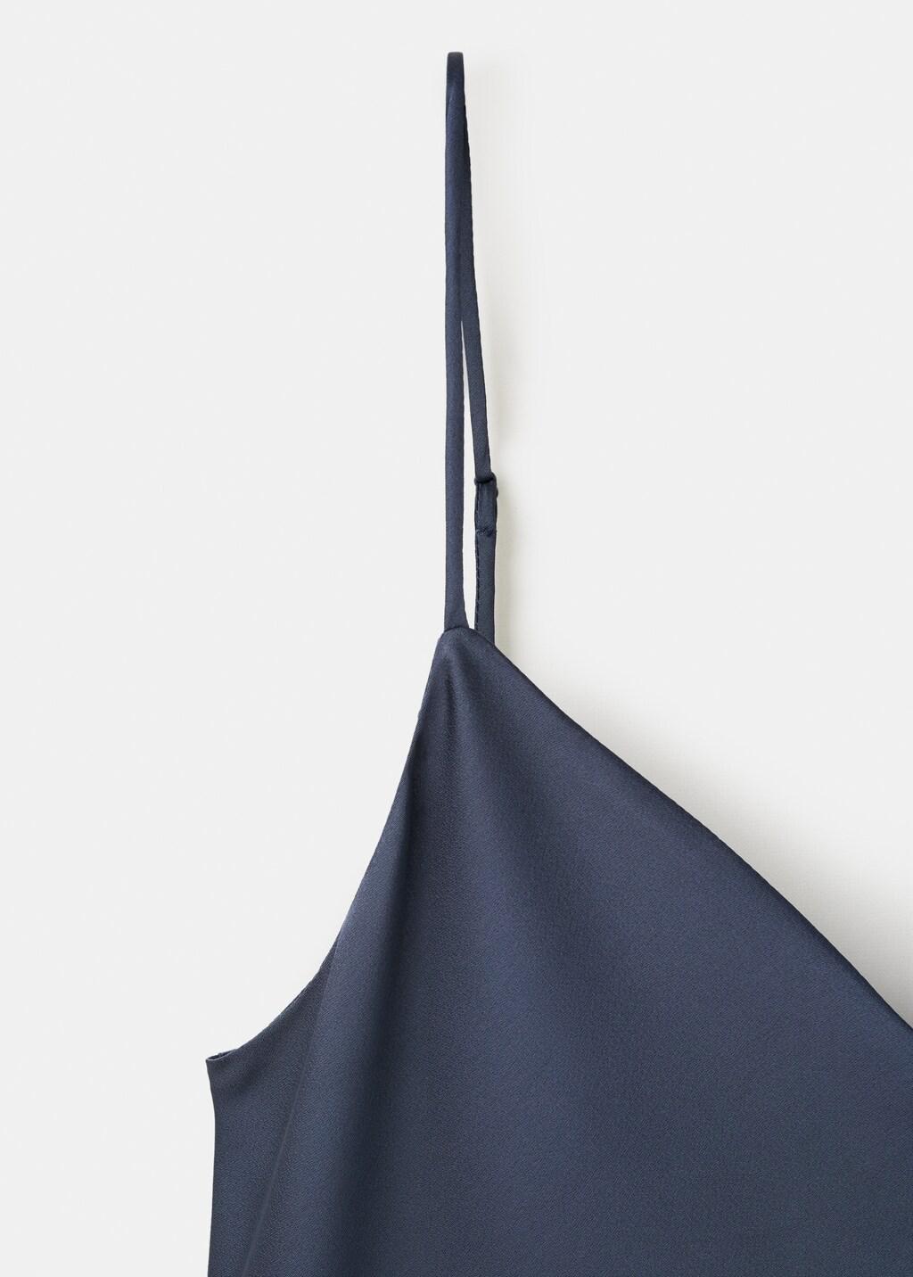 Blue Satin Top With Straps, Dark Blue, large image number 5