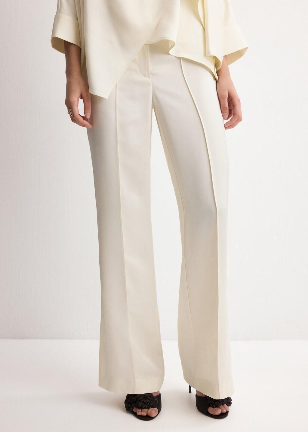 Beige Straight Mid-Rise Trousers, Light Beige, large image number 3