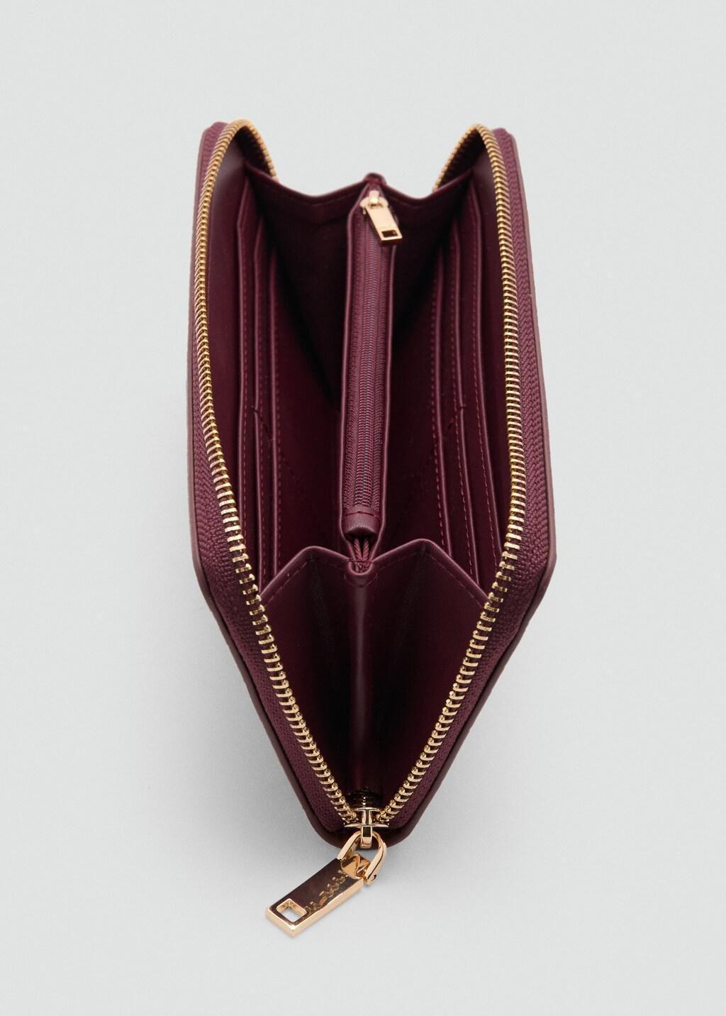 Burgundy Large Shiny Croc-Effect Wallet, Dark Red, large image number 1