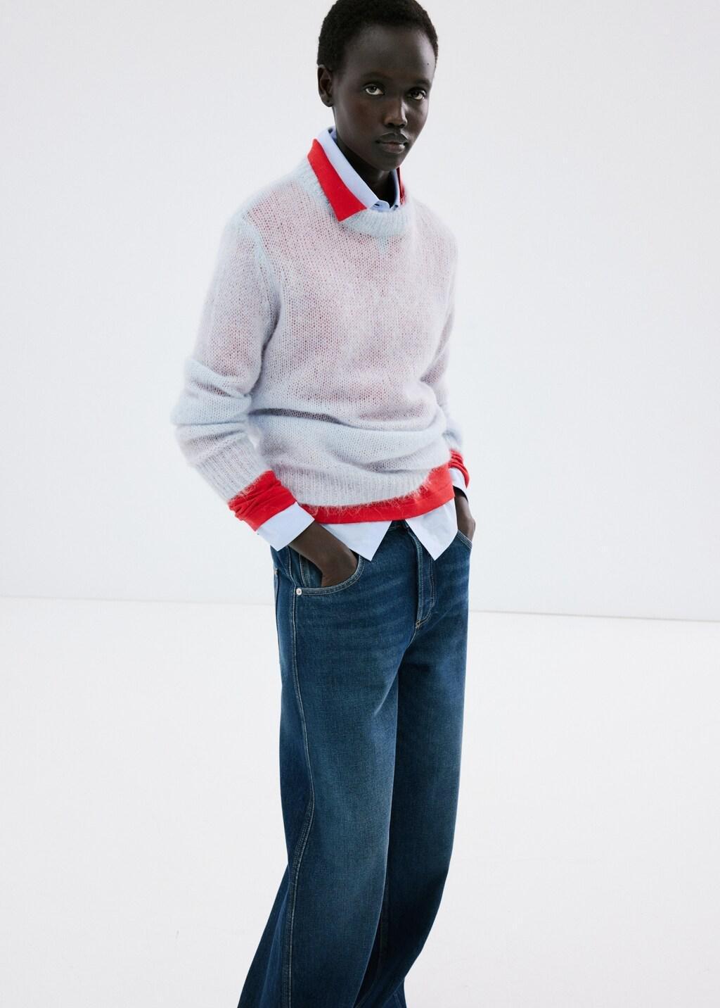 Blue Mid-Rise Balloon Jeans, Open Blue, large image number 4