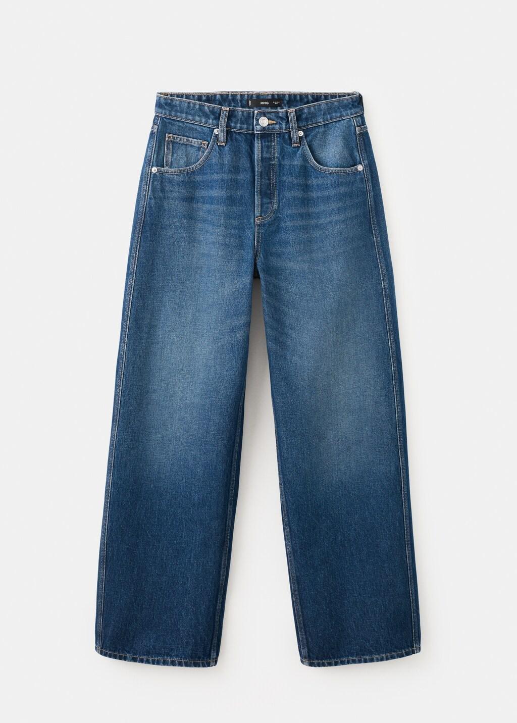 Blue Mid-Rise Balloon Jeans, Open Blue, large image number 8