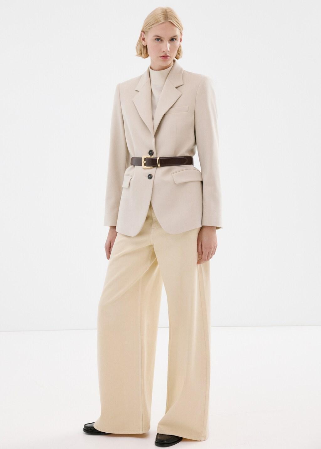 Yellow Wide Leg Mid-Rise Jeans, Yellow, large image number 0