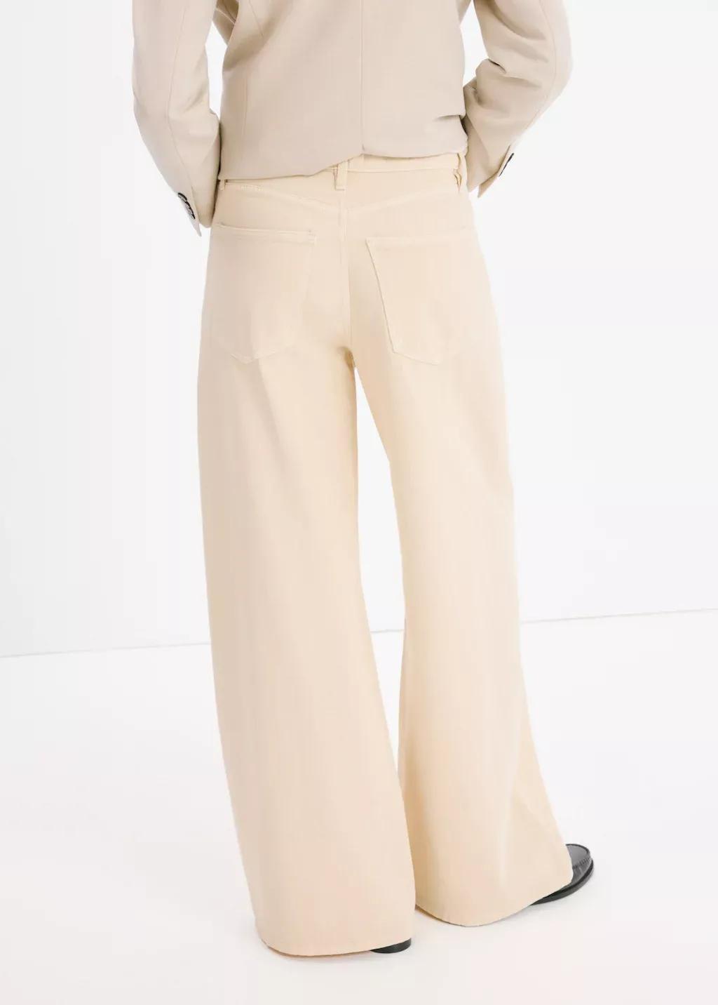 Yellow Wide Leg Mid-Rise Jeans, Yellow, large image number 2