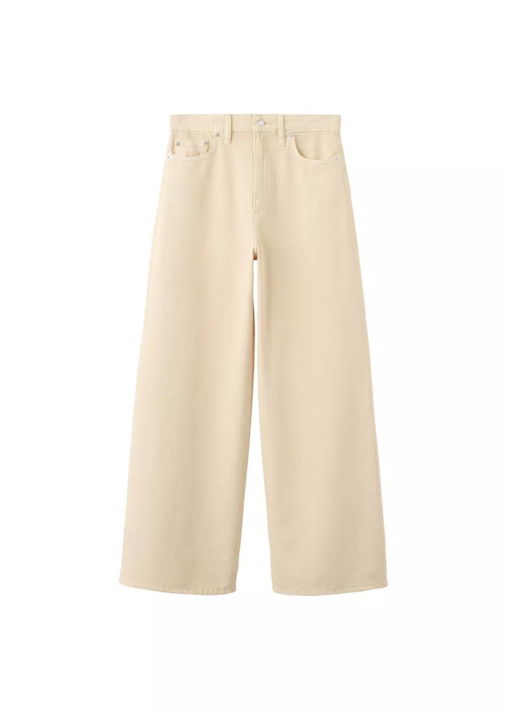 Yellow Wide Leg Mid-Rise Jeans, Yellow, large image number 7