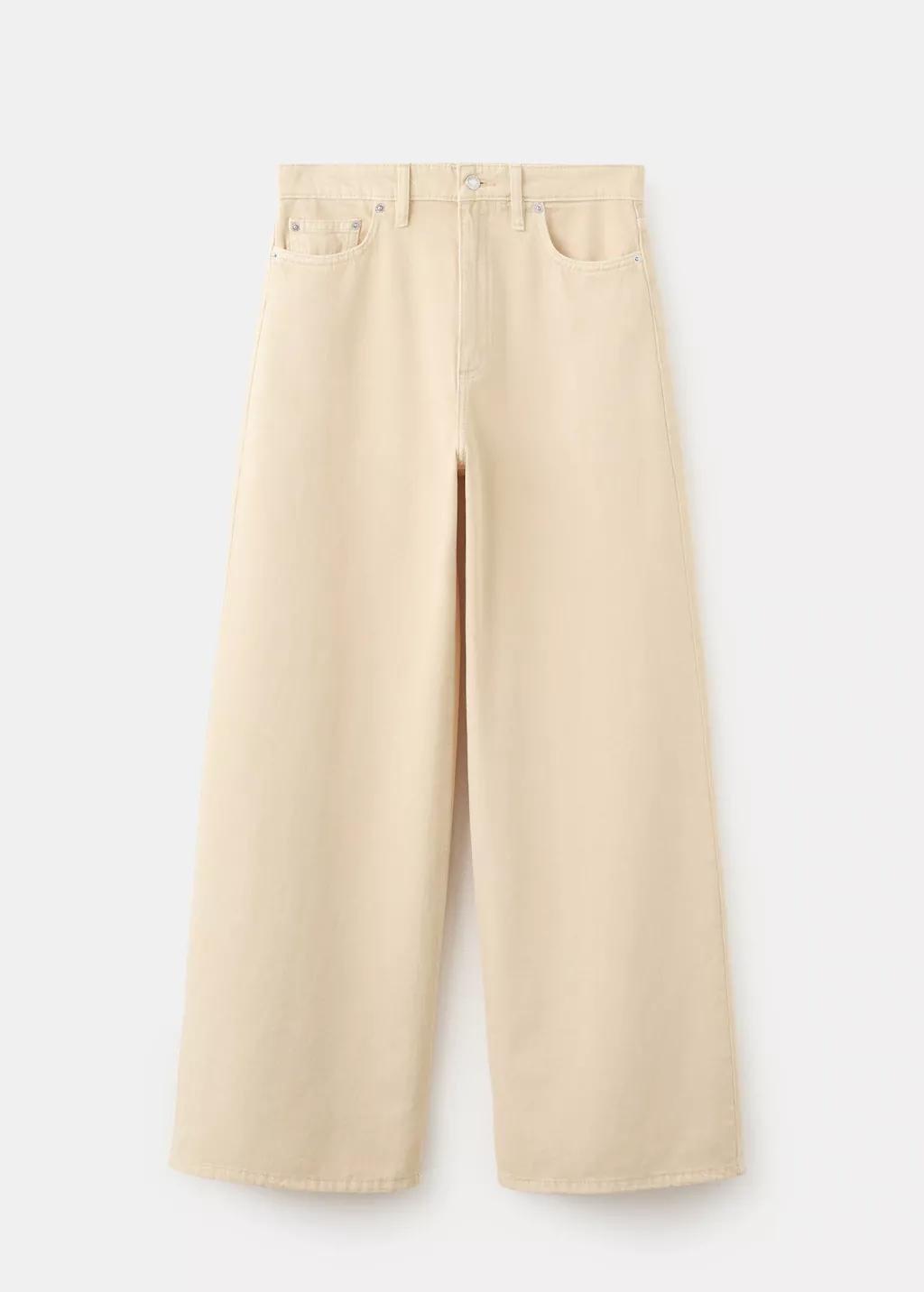 Yellow Wide Leg Mid-Rise Jeans, Yellow, large image number 8