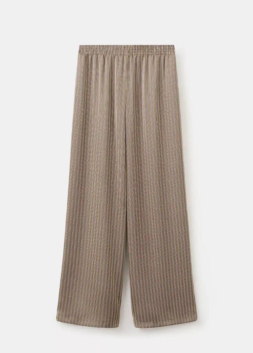 Brown Satin Striped Trousers, 0201_35, medium