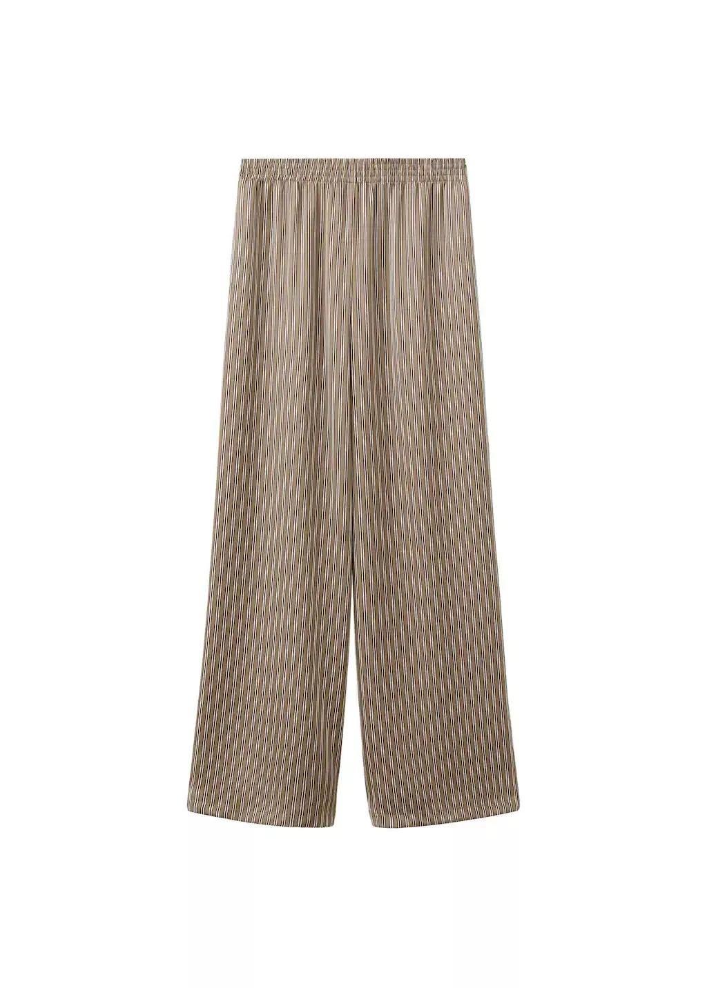 Brown Satin Striped Trousers, Medium Brown, medium