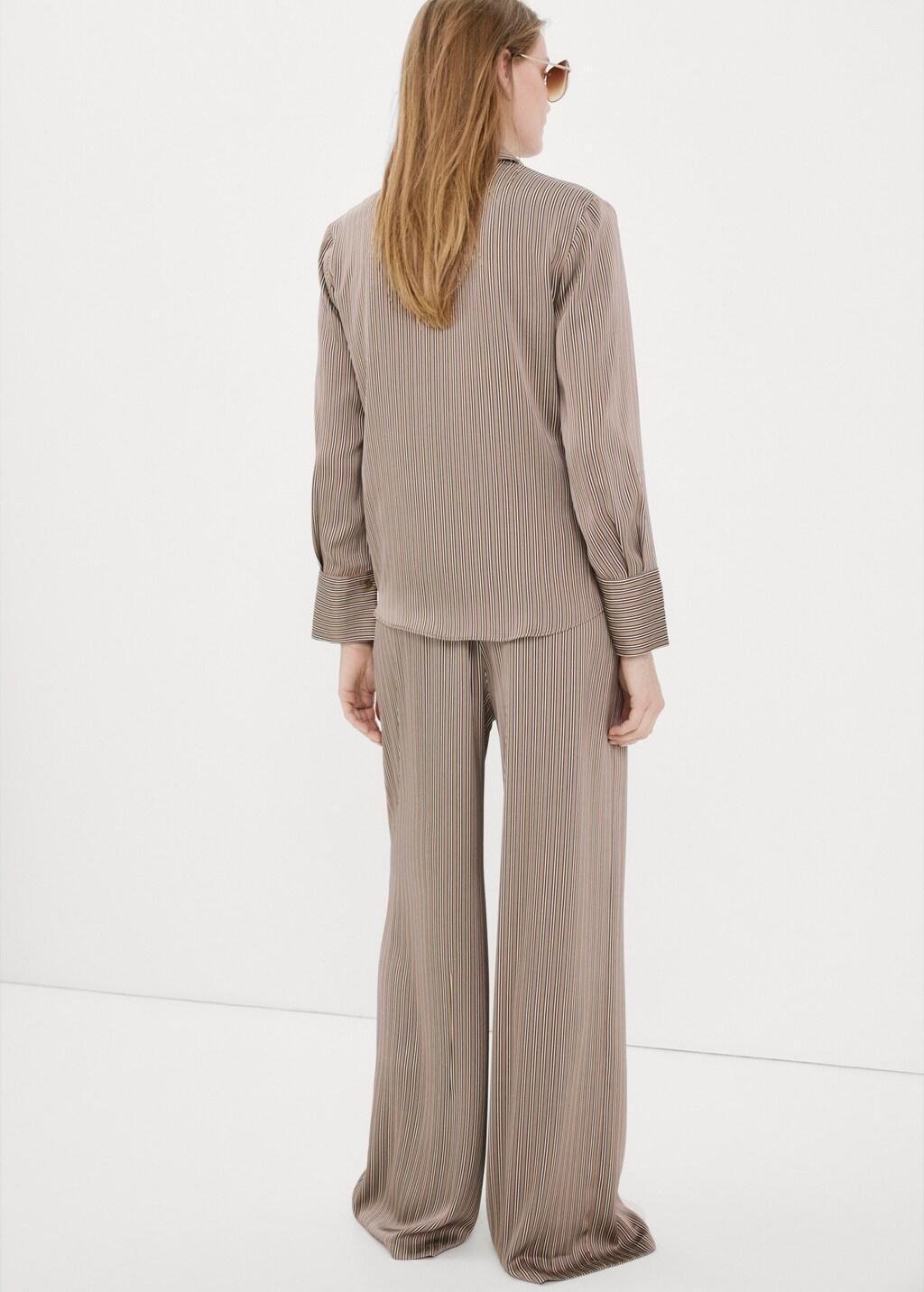 Brown Satin Striped Trousers, Medium Brown, large image number 4