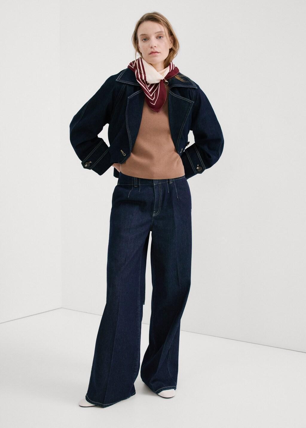 Blue Wide Leg Mid-Rise Jeans, Open Blue, large image number 0