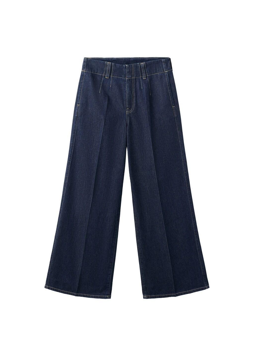 Blue Wide Leg Mid-Rise Jeans, Open Blue, large image number 7