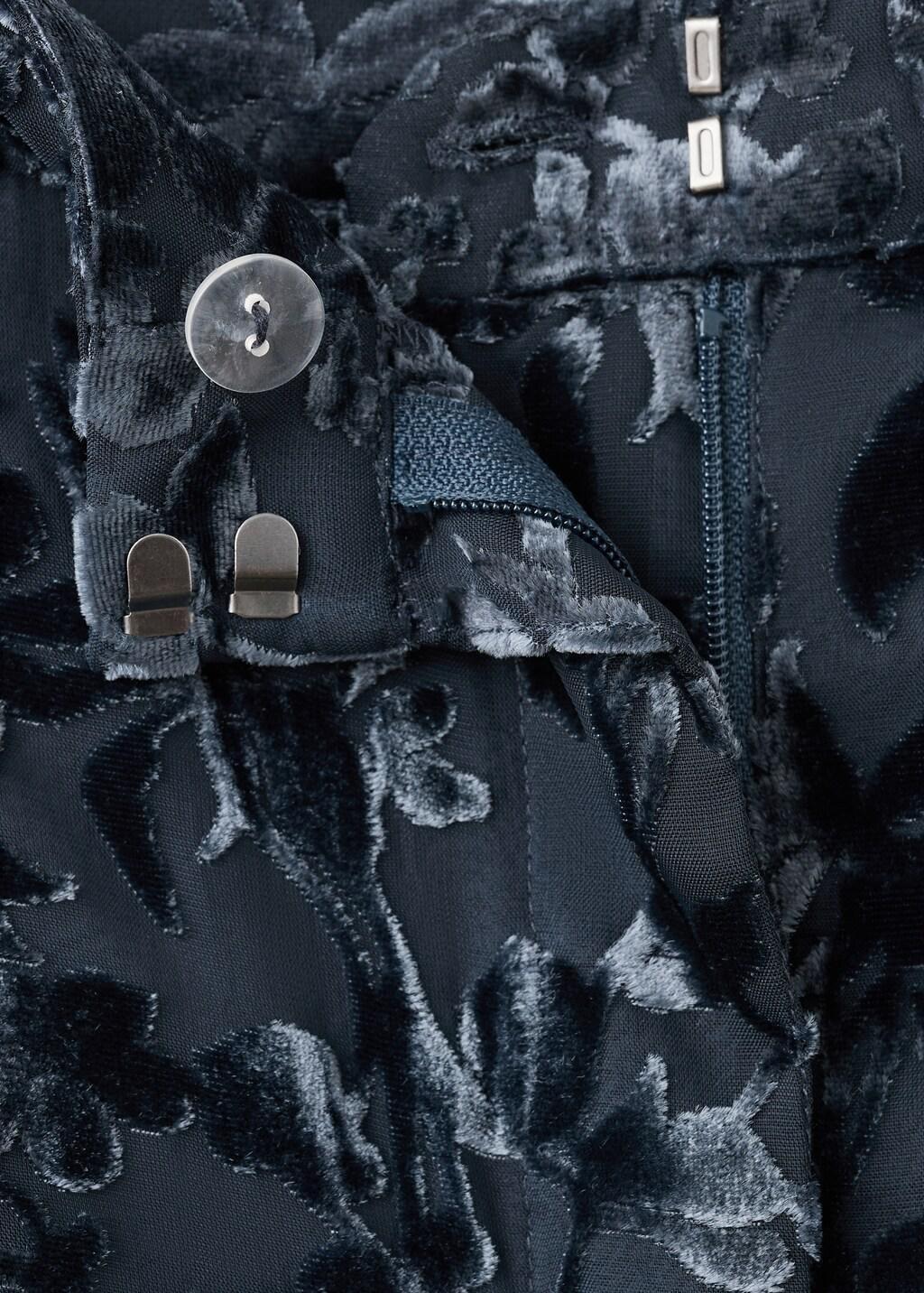 Blue Straight Devore Trousers, Dark Blue, large image number 1