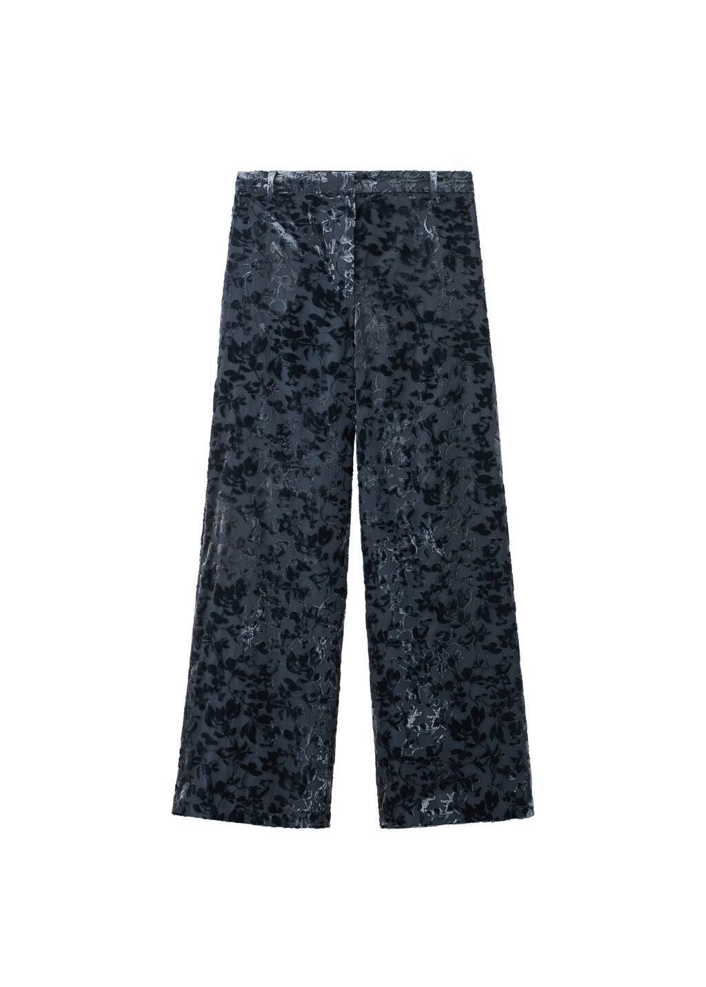 Blue Straight Devore Trousers, Dark Blue, large image number 6