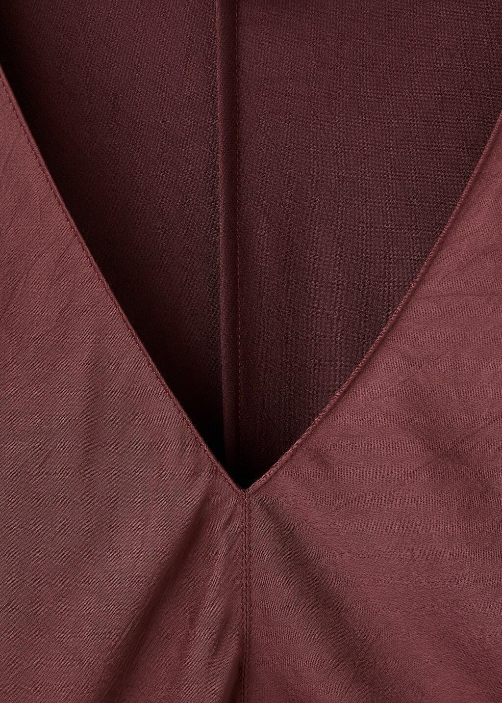 Maroon Belted V-Neck Dress, Dark Red, large image number 1