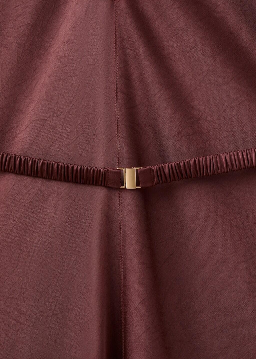 Maroon Belted V-Neck Dress, Dark Red, large image number 5